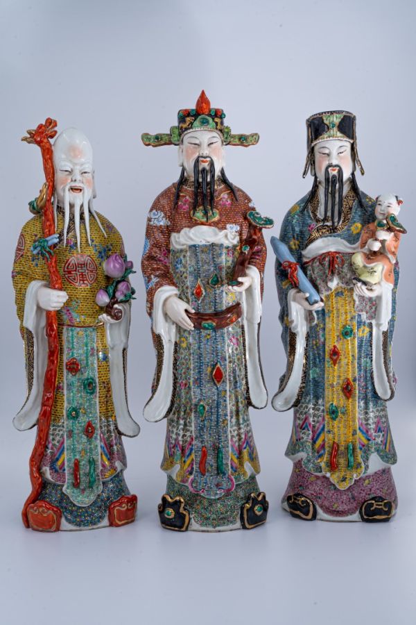 Early 20th Century Fu Lushou figurine porcelain sculpture 20世纪初